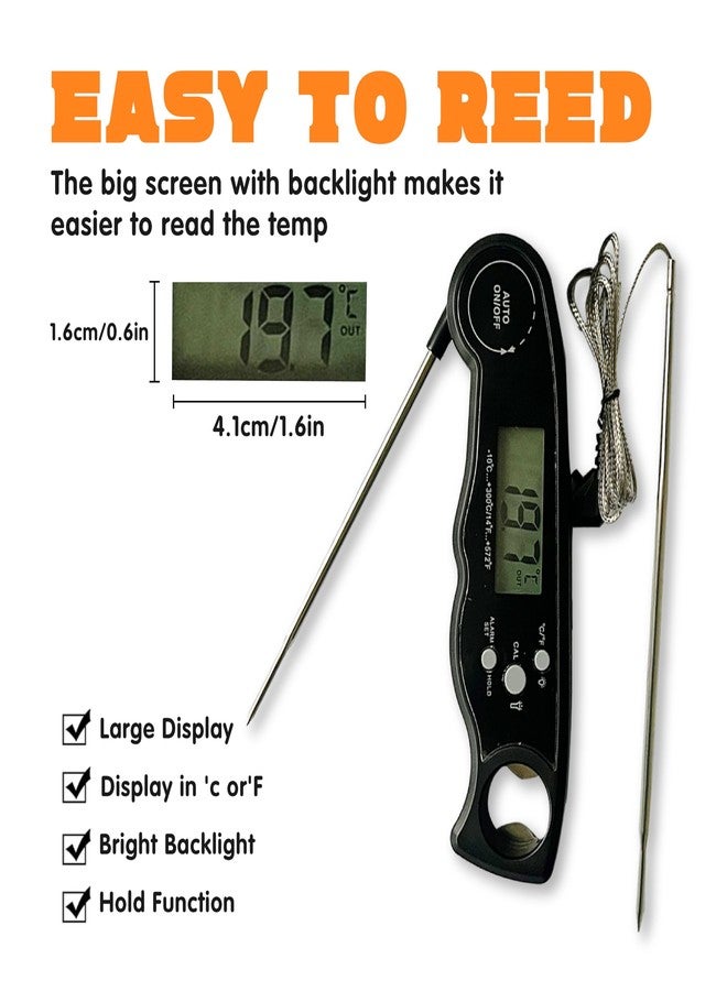 JREEPEE Meat Thermometer Digital, Instant Read Food Thermometer with Dual Probe, Backlight LCD Display,Kitchen Accessories for Outdoor Cooking, Candy Making, BBQ Grill Essentials,Calibration Function - Image 3